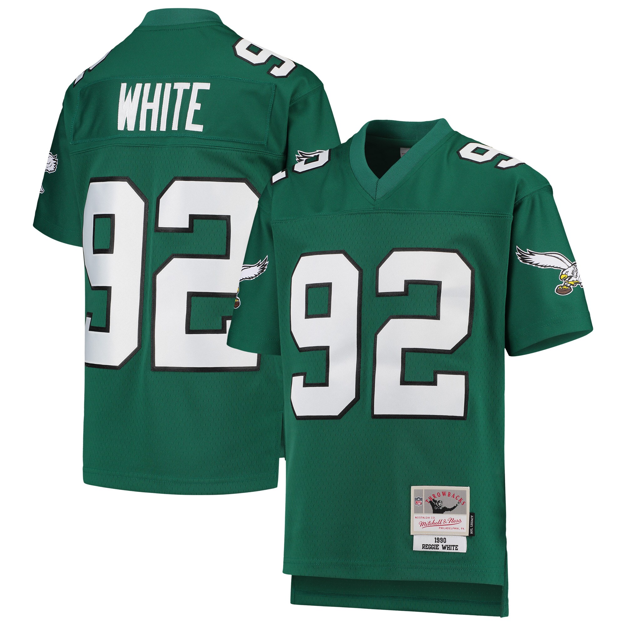 Reggie White Philadelphia Eagles Mitchell & Ness Youth 1990 Legacy Retired Player Jersey - Green cheap jerseys for sale - CheapJerseys.Shop