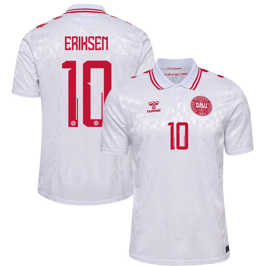 Christian Eriksen 10 Denmark National Team 2024/25 Away Men Jersey - White cheap jerseys for sale - CheapJerseys.Shop
