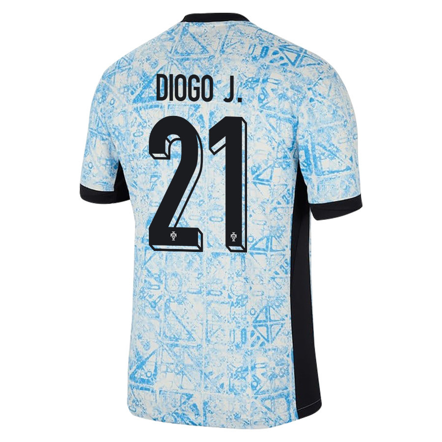 Diogo Jota 21 Portugal National Team 2024/25 Away Men Jersey - Cream/Blue cheap jerseys for sale - CheapJerseys.Shop