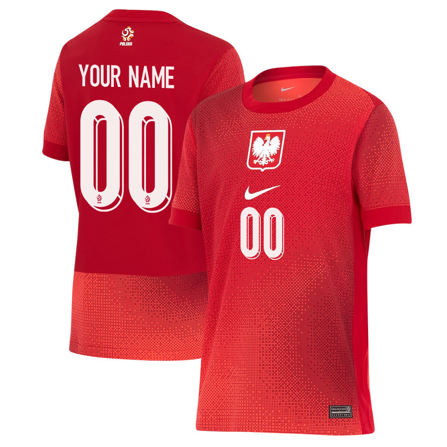 Poland National Team 2024/25 Away YOUTH Custom Jersey - Red cheap jerseys for sale - CheapJerseys.Shop