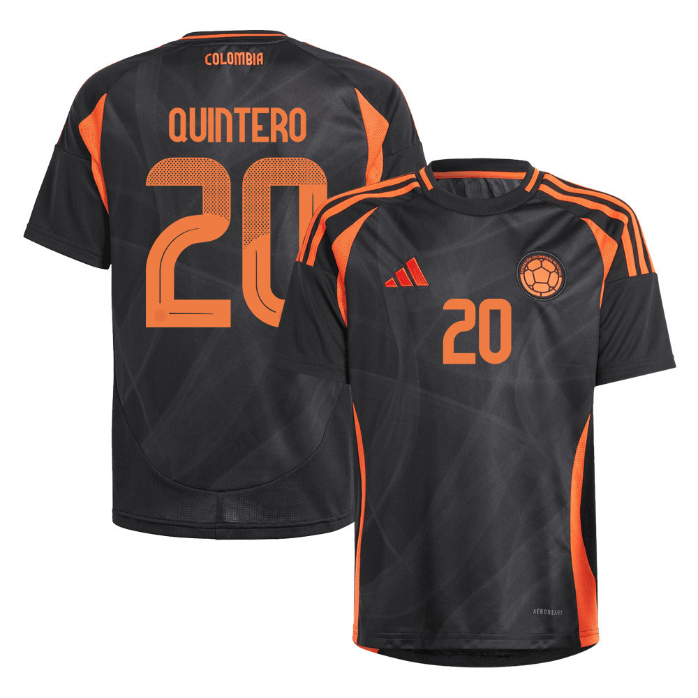 Juan Quintero 20 Colombia National Team 2024/25 Away YOUTH Jersey - Black cheap jerseys for sale - CheapJerseys.Shop