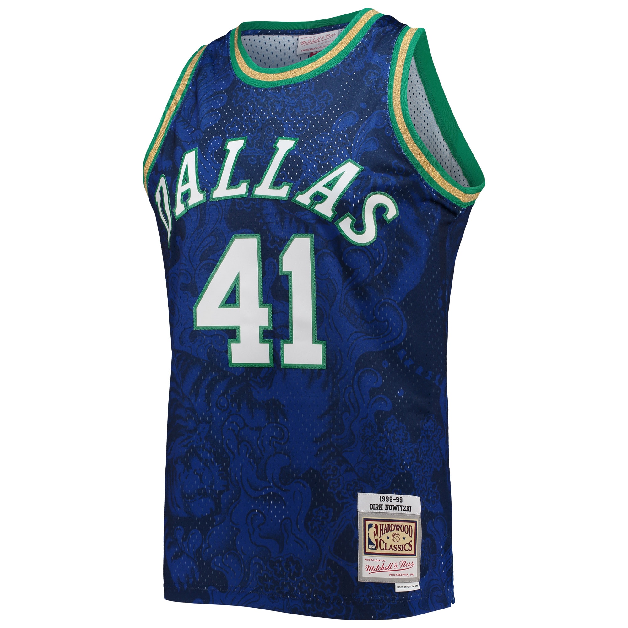 Dirk Nowitzki Dallas Mavericks Mitchell & Ness Hardwood Classics 1998\/99 Lunar New Year Swingman Jersey - Blue cheap jerseys for sale - CheapJerseys.Shop