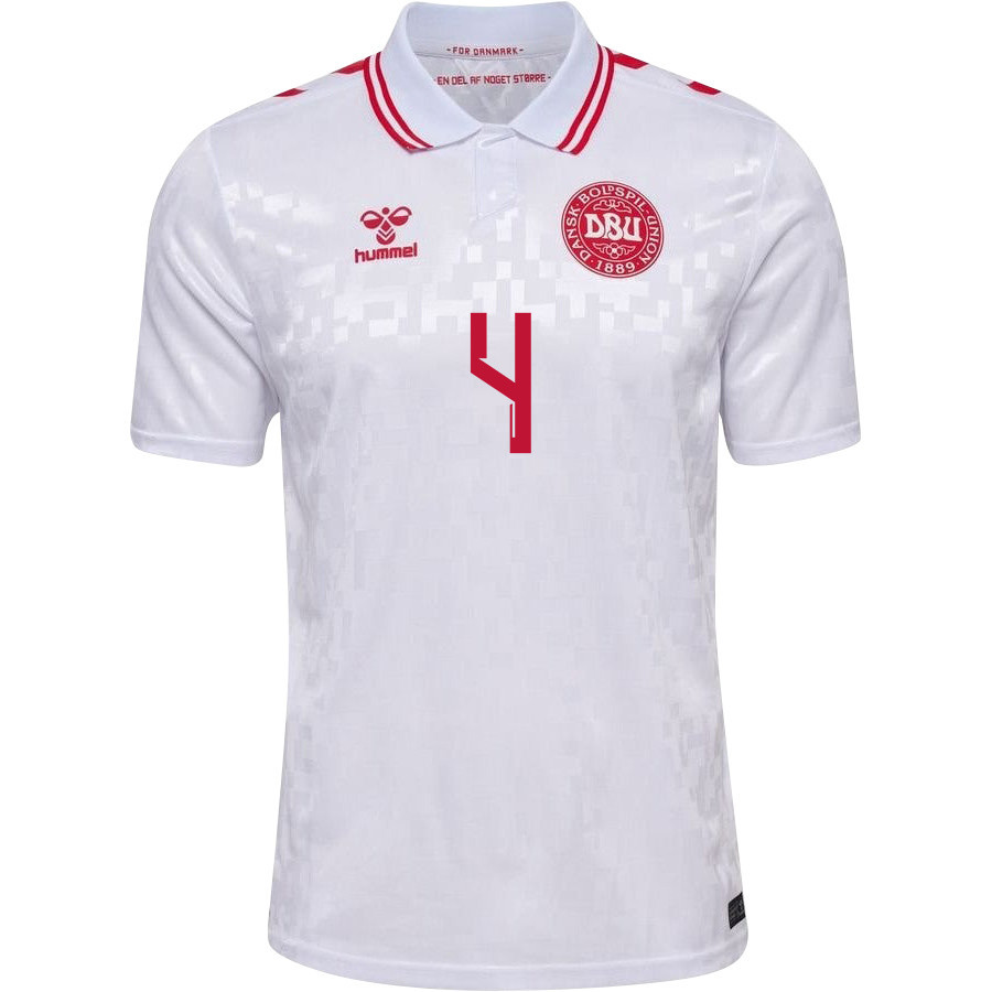 Simon Kjær 4 Denmark National Team 2024/25 Away Men Jersey - White cheap jerseys for sale - CheapJerseys.Shop