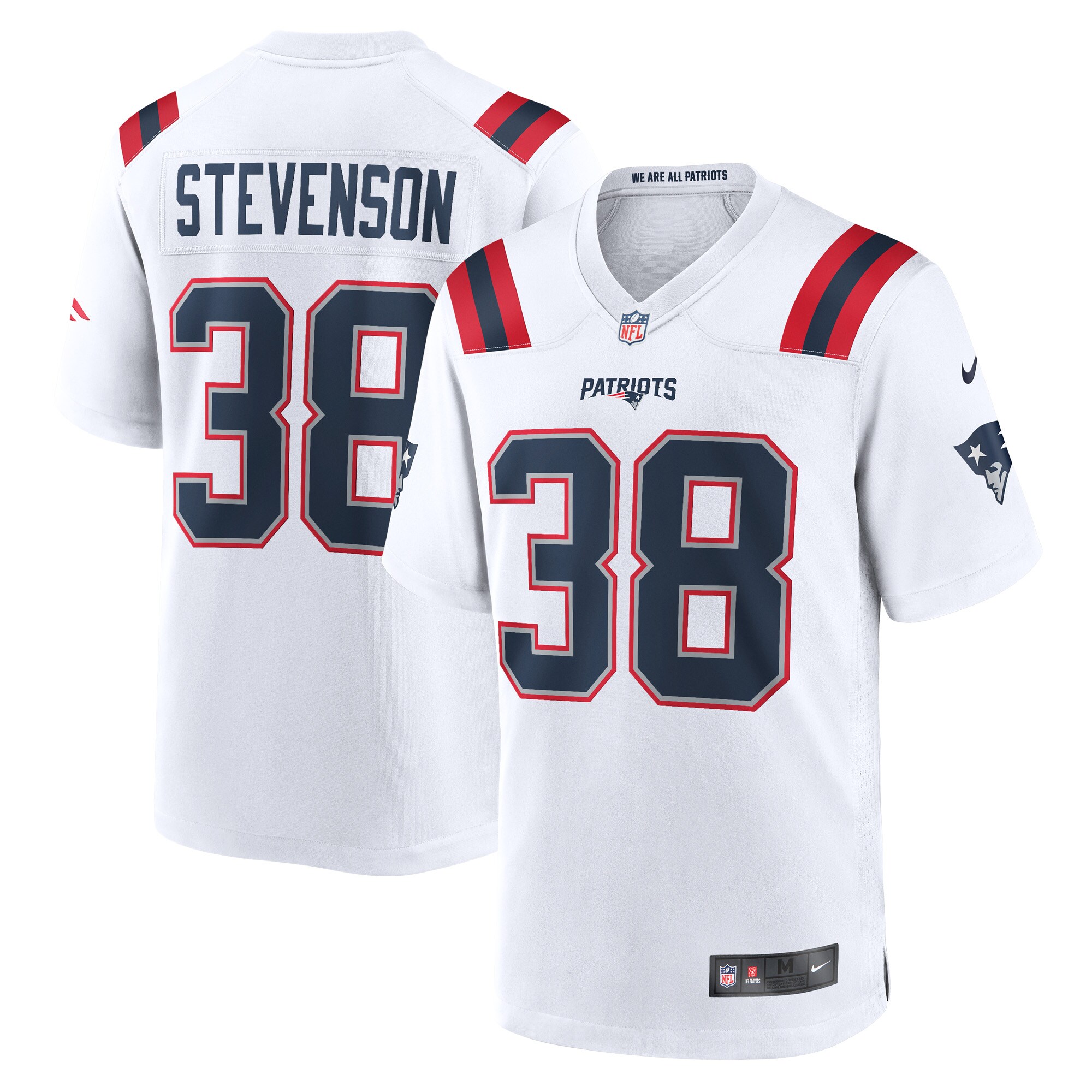 Rhamondre Stevenson New England Patriots Game Player Jersey - White cheap jerseys for sale - CheapJerseys.Shop