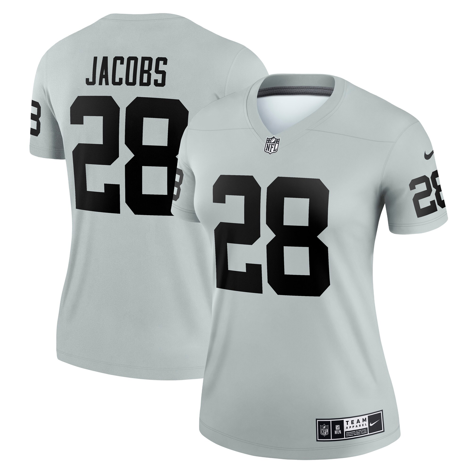 Josh Jacobs Las Vegas Raiders Women's Inverted Legend Jersey - Silver cheap jerseys for sale - CheapJerseys.Shop