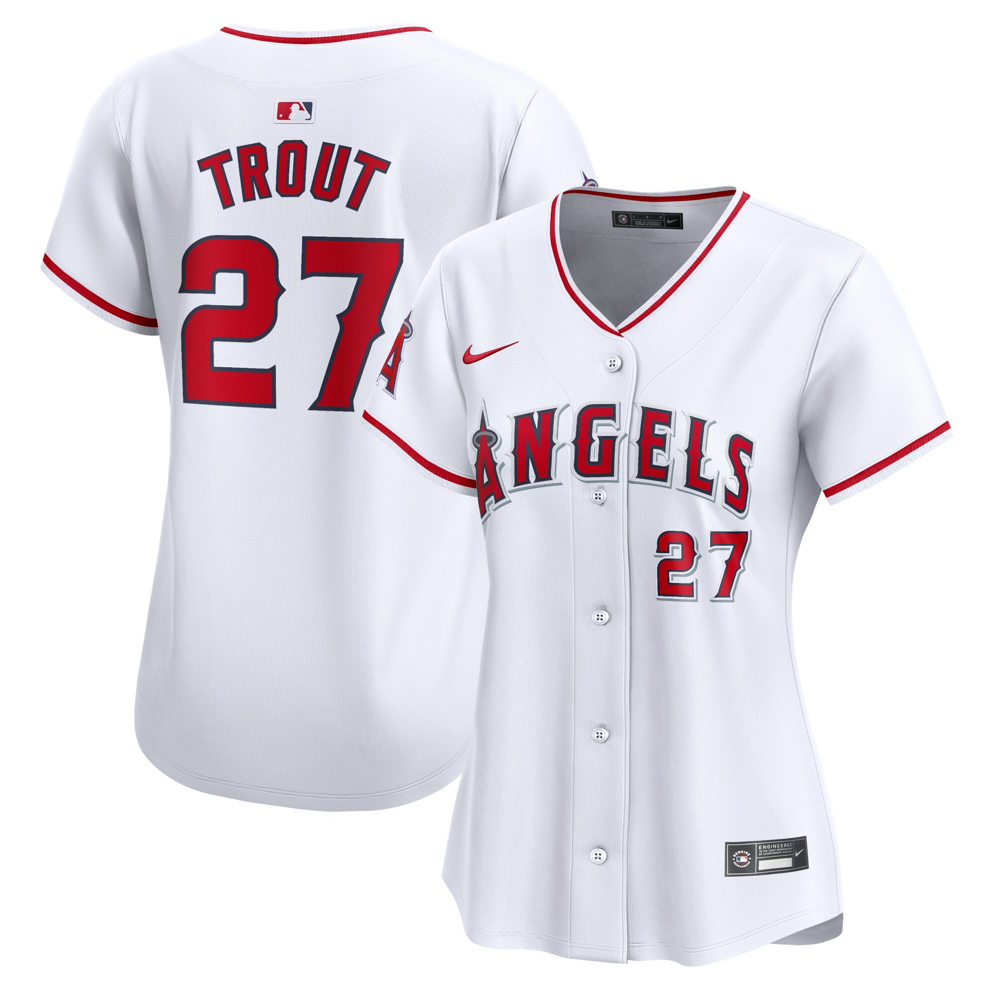 Mike Trout Los Angeles Angels Women's Home Limited Player Jersey - White cheap jerseys for sale - CheapJerseys.Shop