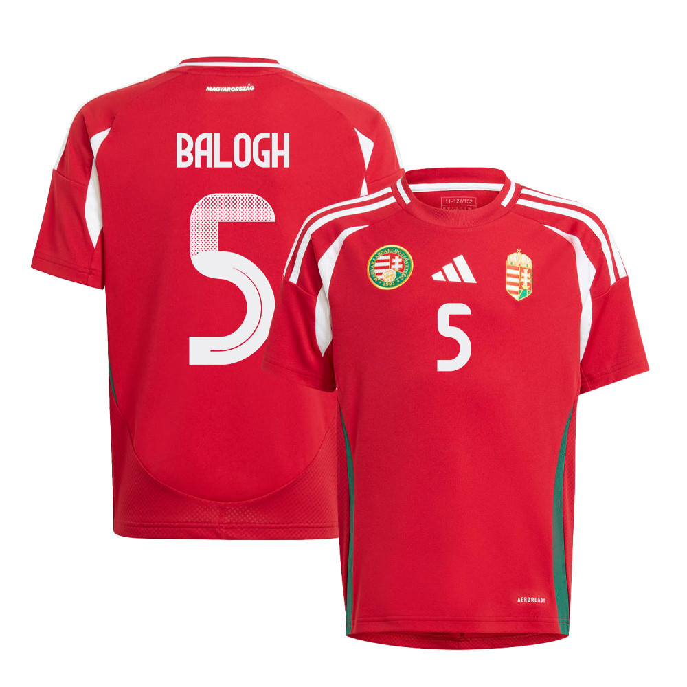 Botond Balogh 5 Hungary National Team 2024/25 Home YOUTH Jersey - Red cheap jerseys for sale - CheapJerseys.Shop