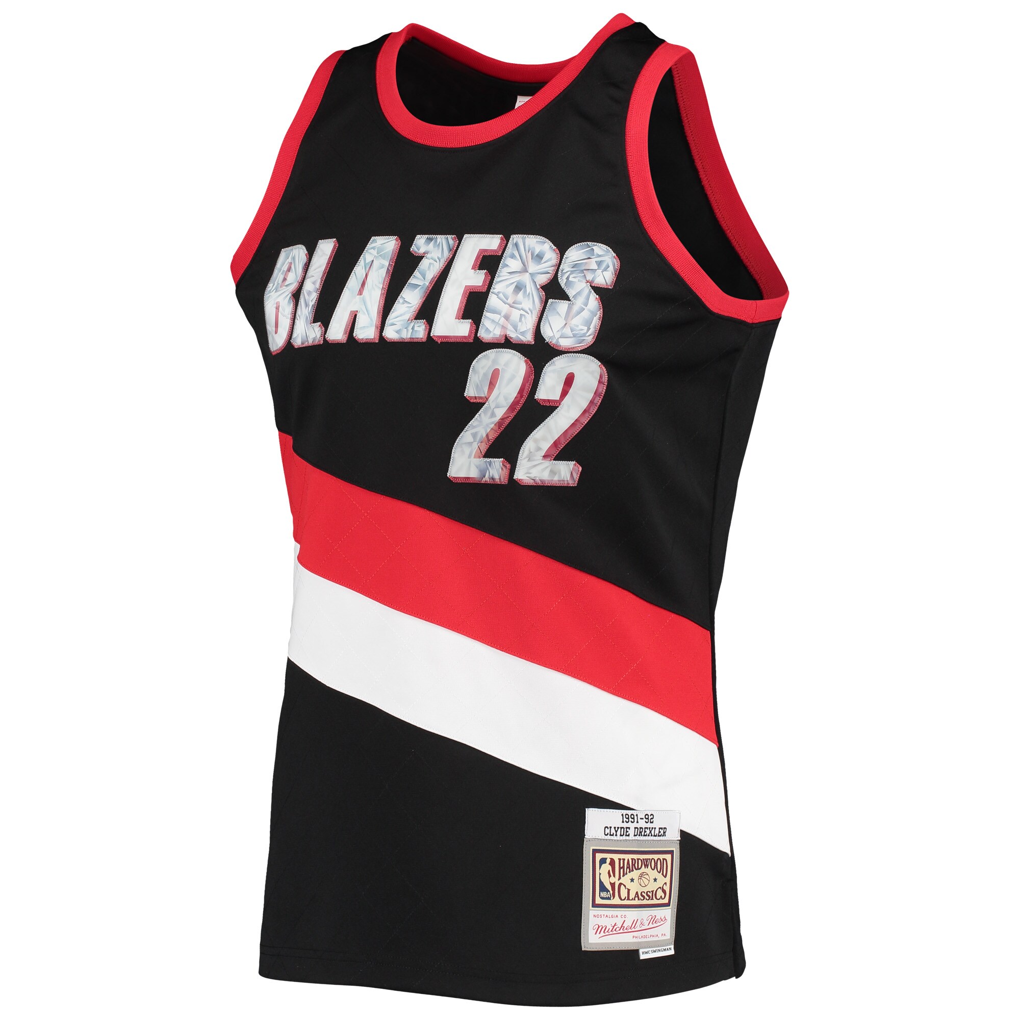 Clyde Drexler Portland Trail Blazers Mitchell & Ness 1991\/92 Hardwood Classics 75th Anniversary Diamond Swingman Jersey - Black cheap jerseys for sale - CheapJerseys.Shop