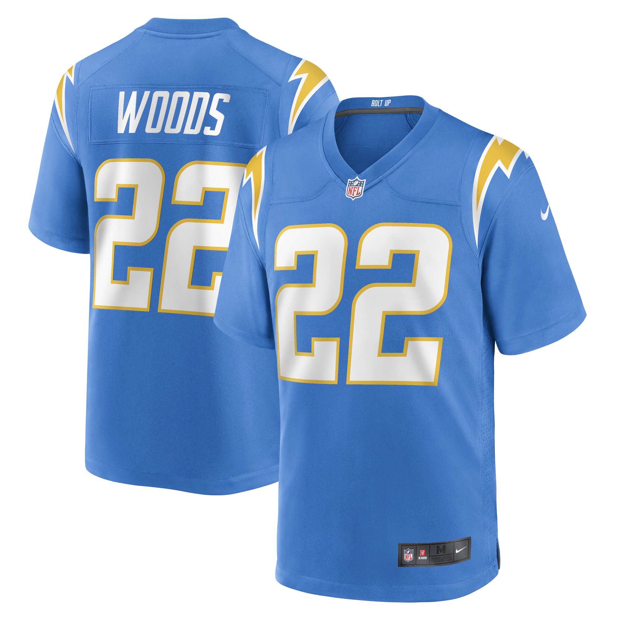 JT Woods Los Angeles Chargers Game Player Jersey - Powder Blue cheap jerseys for sale - CheapJerseys.Shop