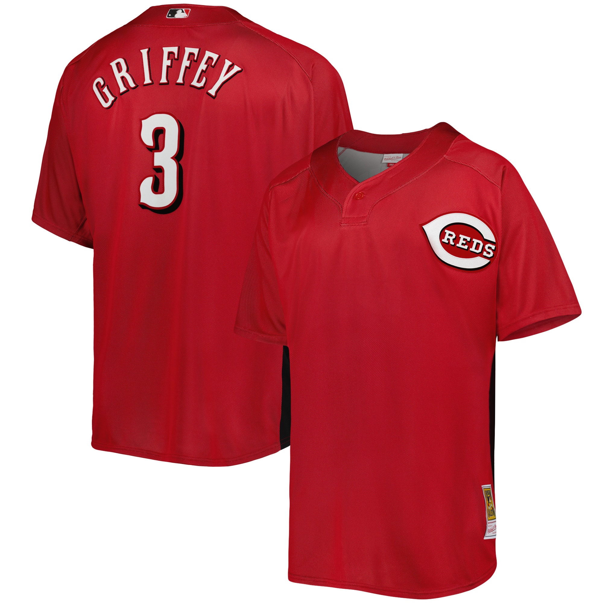 Ken Griffey Jr. Cincinnati Reds Mitchell & Ness Cooperstown Collection Mesh Batting Practice Button-Up Jersey - Red cheap jerseys for sale - CheapJerseys.Shop