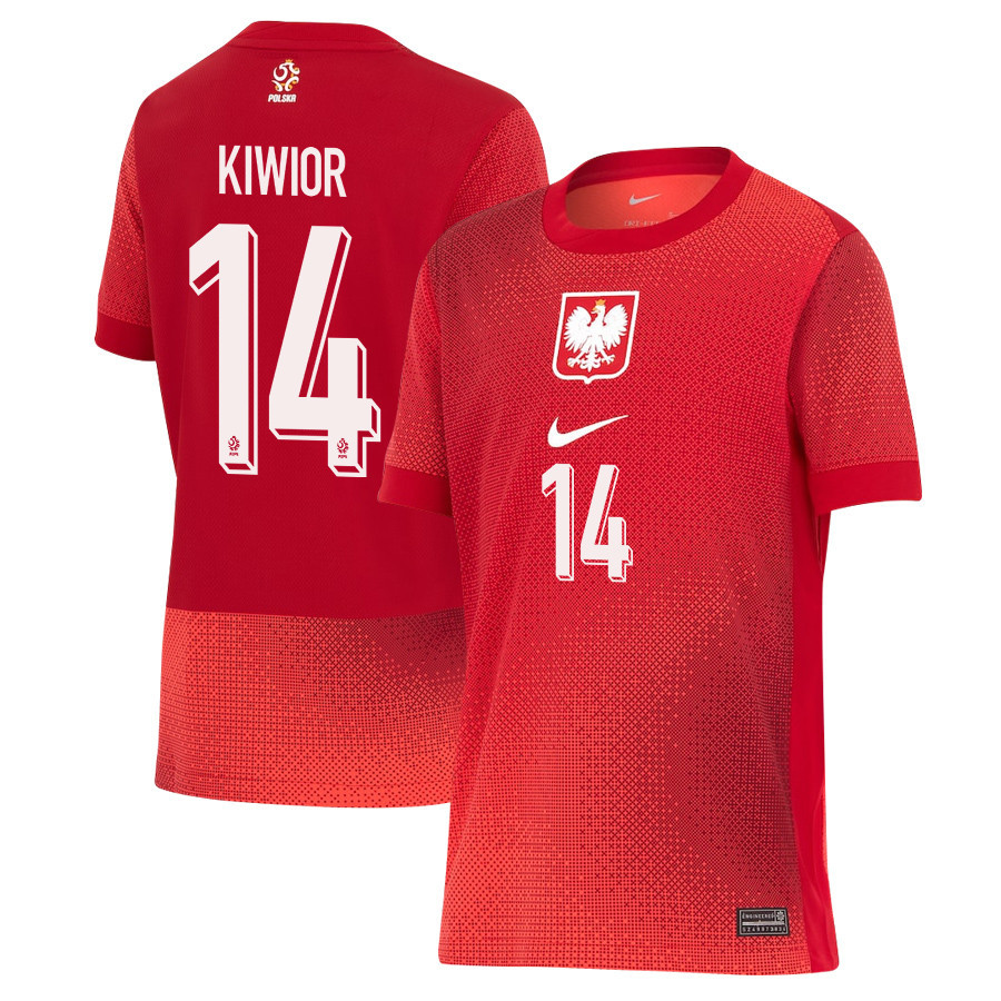 Jakub Kiwior 14 Poland National Team 2024/25 Away YOUTH Jersey - Red cheap jerseys for sale - CheapJerseys.Shop