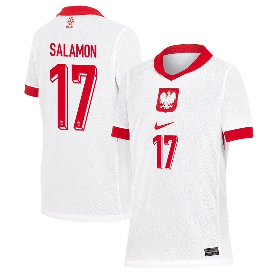 Bartosz Salamon 17 Poland National Team 2024/25 Home YOUTH Jersey - White cheap jerseys for sale - CheapJerseys.Shop
