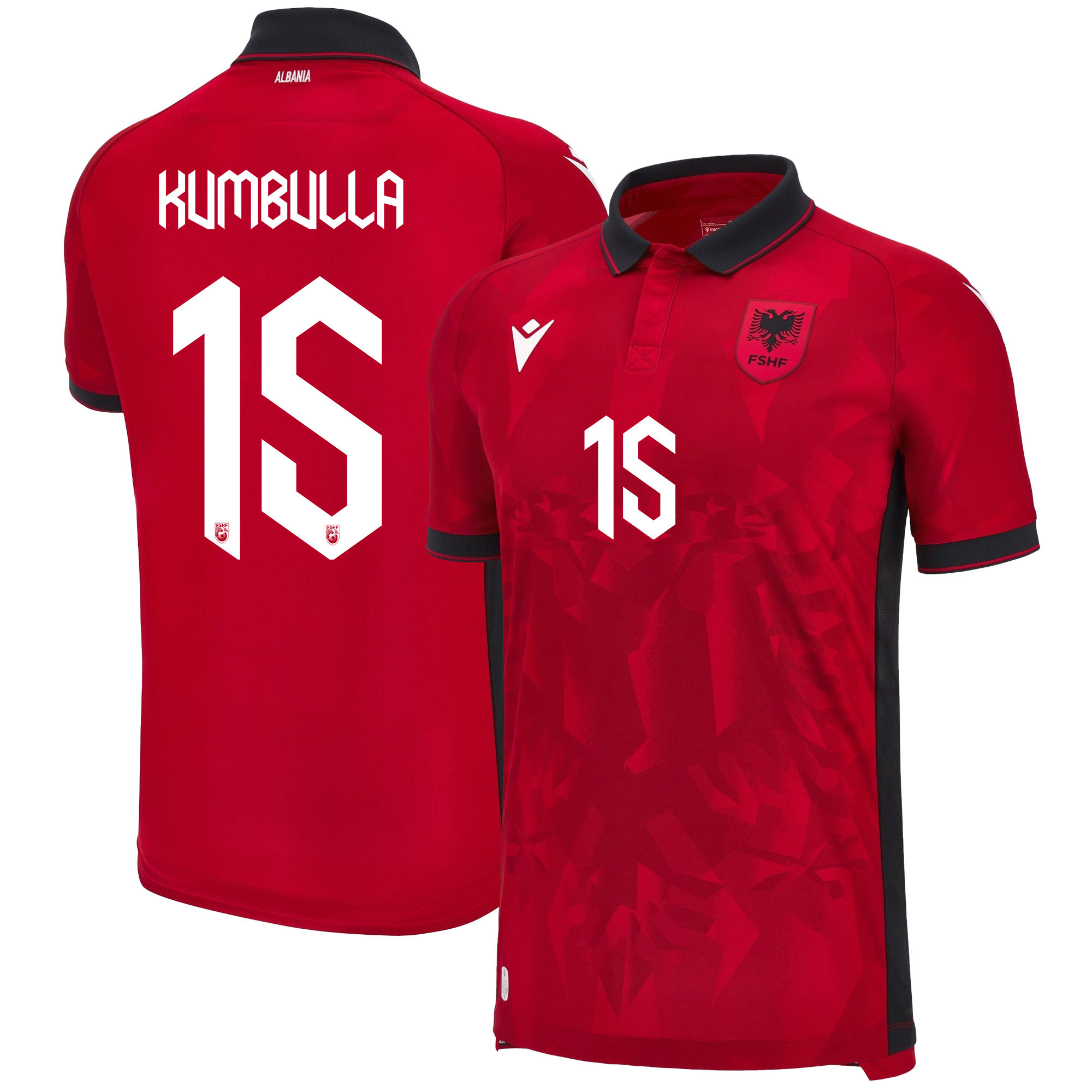Marash Kumbulla 15 Albania National Team 2024/25 Home Men Jersey - Red cheap jerseys for sale - CheapJerseys.Shop