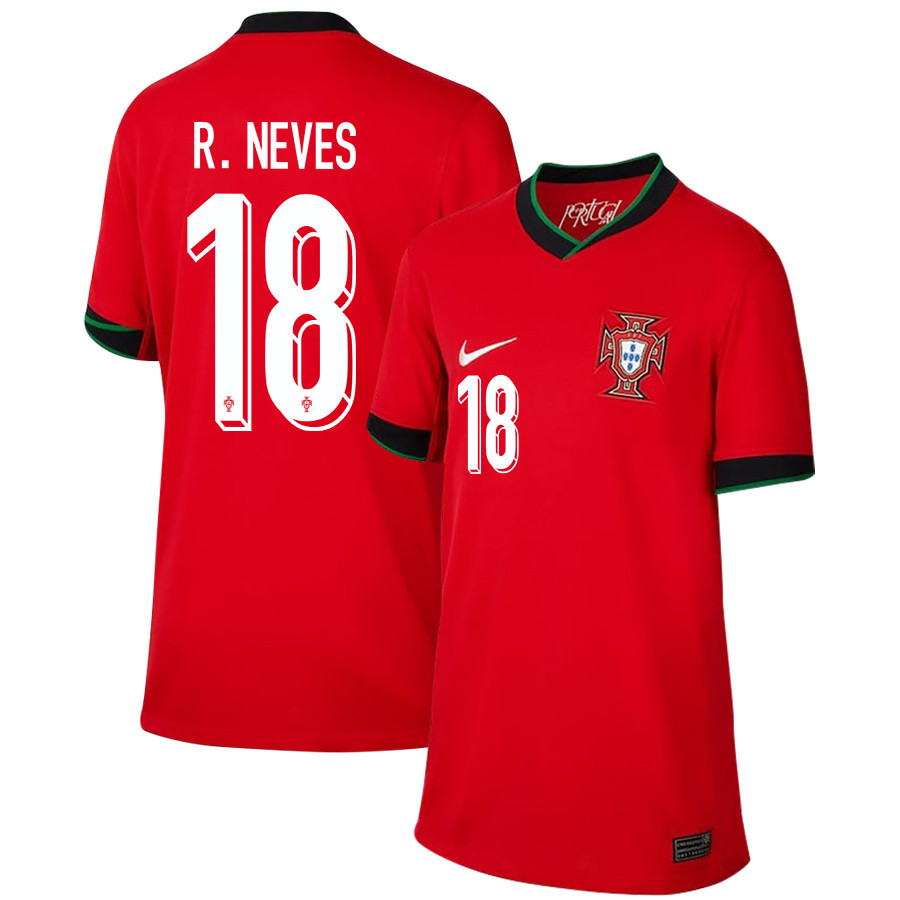 Rúben Neves 18 Portugal National Team 2024/25 Home YOUTH Jersey - Red cheap jerseys for sale - CheapJerseys.Shop