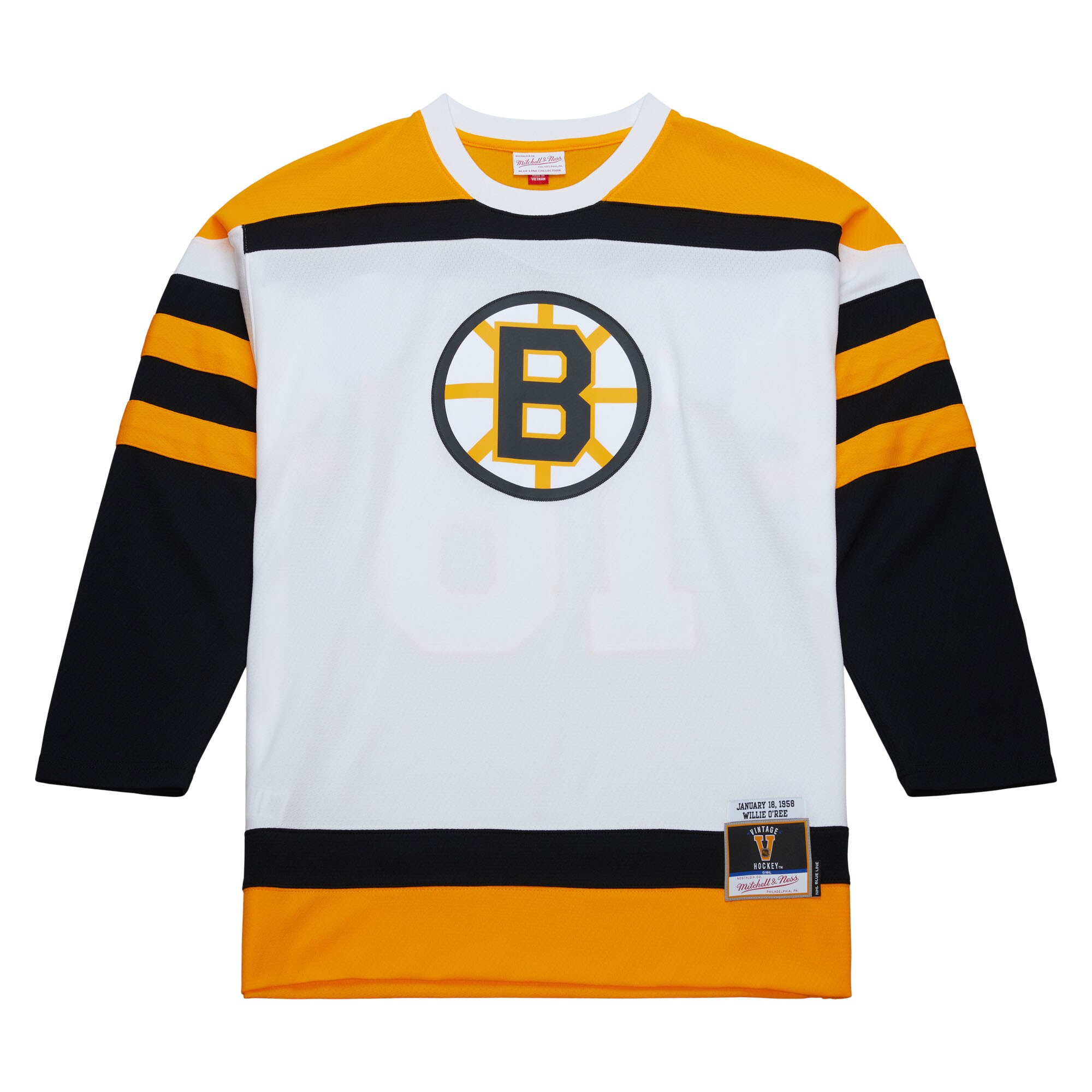 Willie O'Ree Boston Bruins Mitchell & Ness 1958 Blue Line Player Jersey - White cheap jerseys for sale - CheapJerseys.Shop