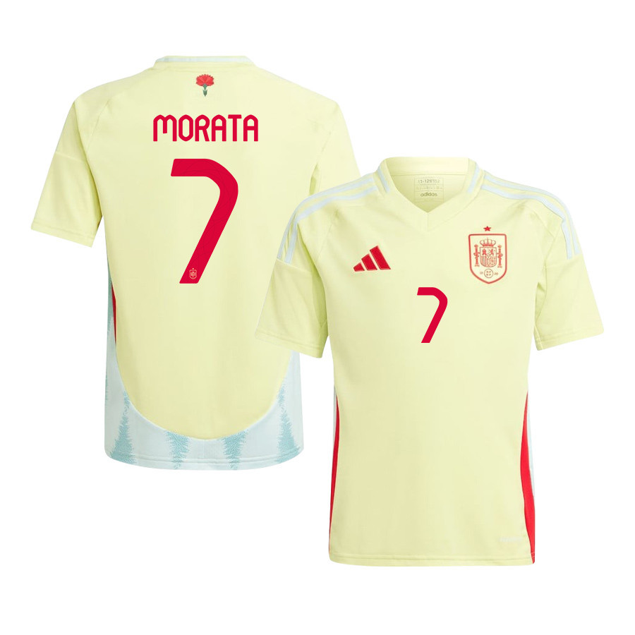 Álvaro Morata 7 Spain National Team 2024 Away YOUTH Jersey - Yellow cheap jerseys for sale - CheapJerseys.Shop