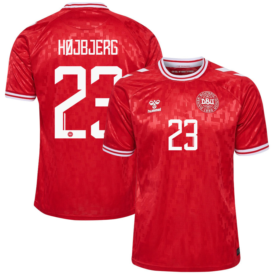 Pierre-Emile Højbjerg 23 Denmark National Team 2024/25 Home Men Jersey - Red cheap jerseys for sale - CheapJerseys.Shop