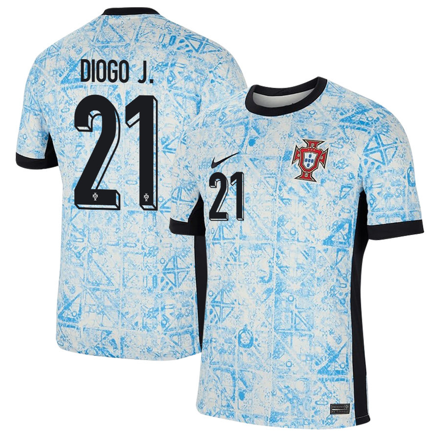 Diogo Jota 21 Portugal National Team 2024/25 Away Men Jersey - Cream/Blue cheap jerseys for sale - CheapJerseys.Shop