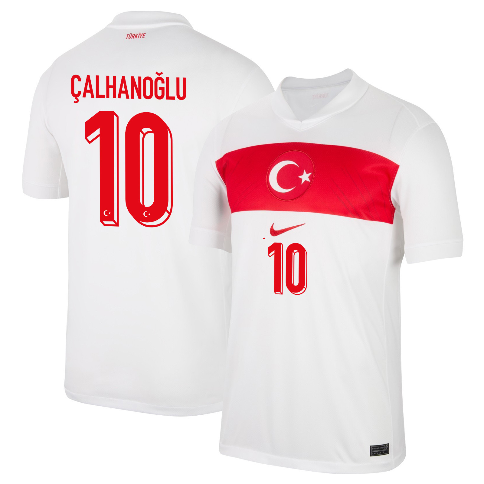 Hakan Çalhanoğlu 10 Turkey National Team 2024 Home Stadium Men Jersey - White cheap jerseys for sale - CheapJerseys.Shop