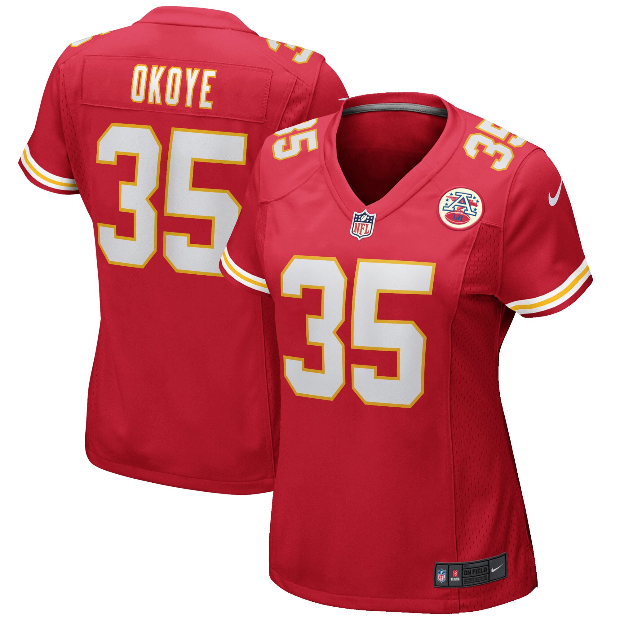 Christian Okoye Kansas City Chiefs Women's Game Retired Player Jersey - Red cheap jerseys for sale - CheapJerseys.Shop