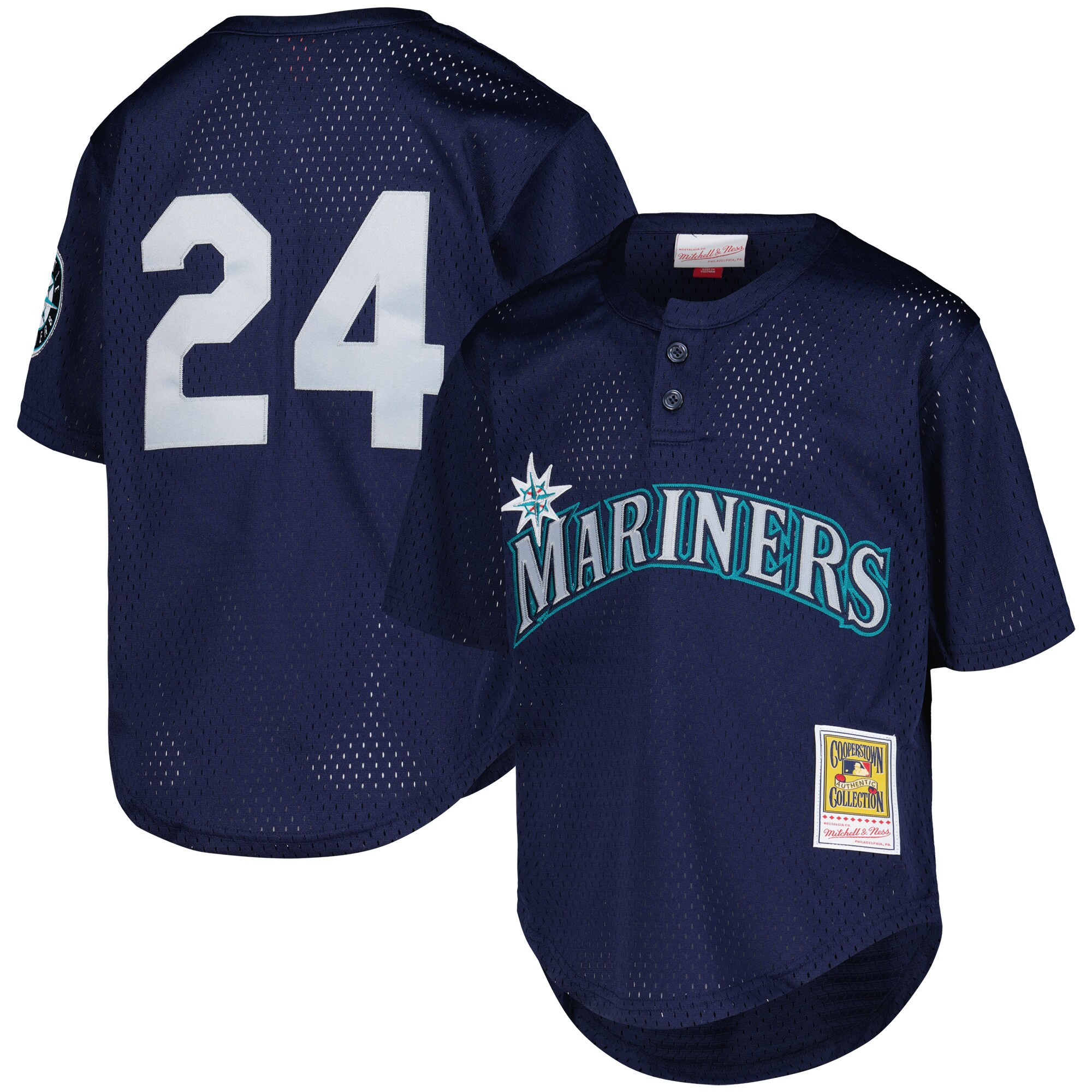 Ken Griffey Jr. Seattle Mariners Mitchell & Ness Youth Cooperstown Collection\u00c2\u00a0Mesh Batting Practice Jersey - Navy cheap jerseys for sale - CheapJerseys.Shop
