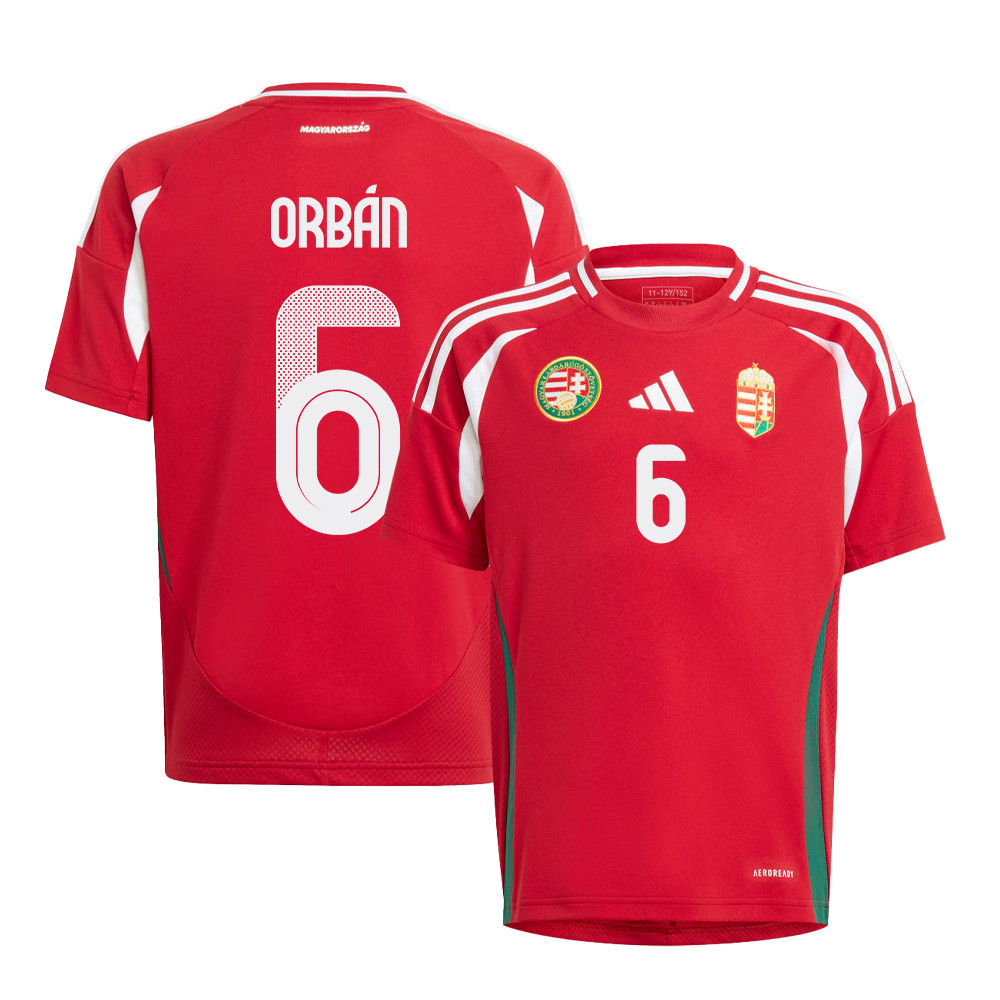 Willi Orbán 6 Hungary National Team 2024/25 Home YOUTH Jersey - Red cheap jerseys for sale - CheapJerseys.Shop
