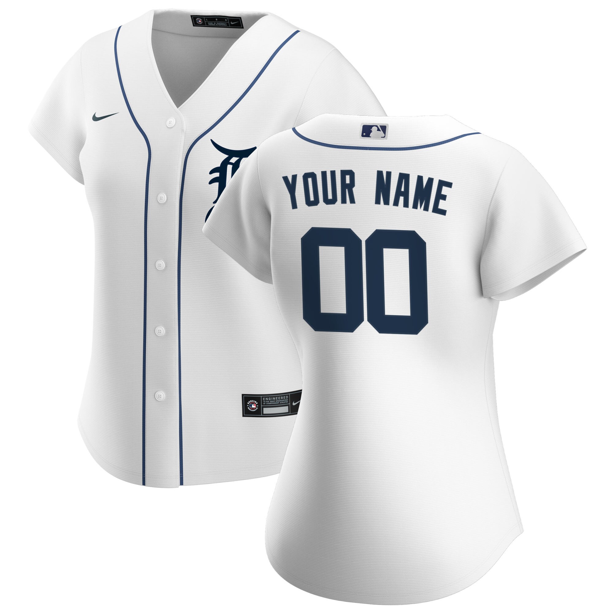 Detroit Tigers Women's Home Replica Custom Jersey - White cheap jerseys for sale - CheapJerseys.Shop