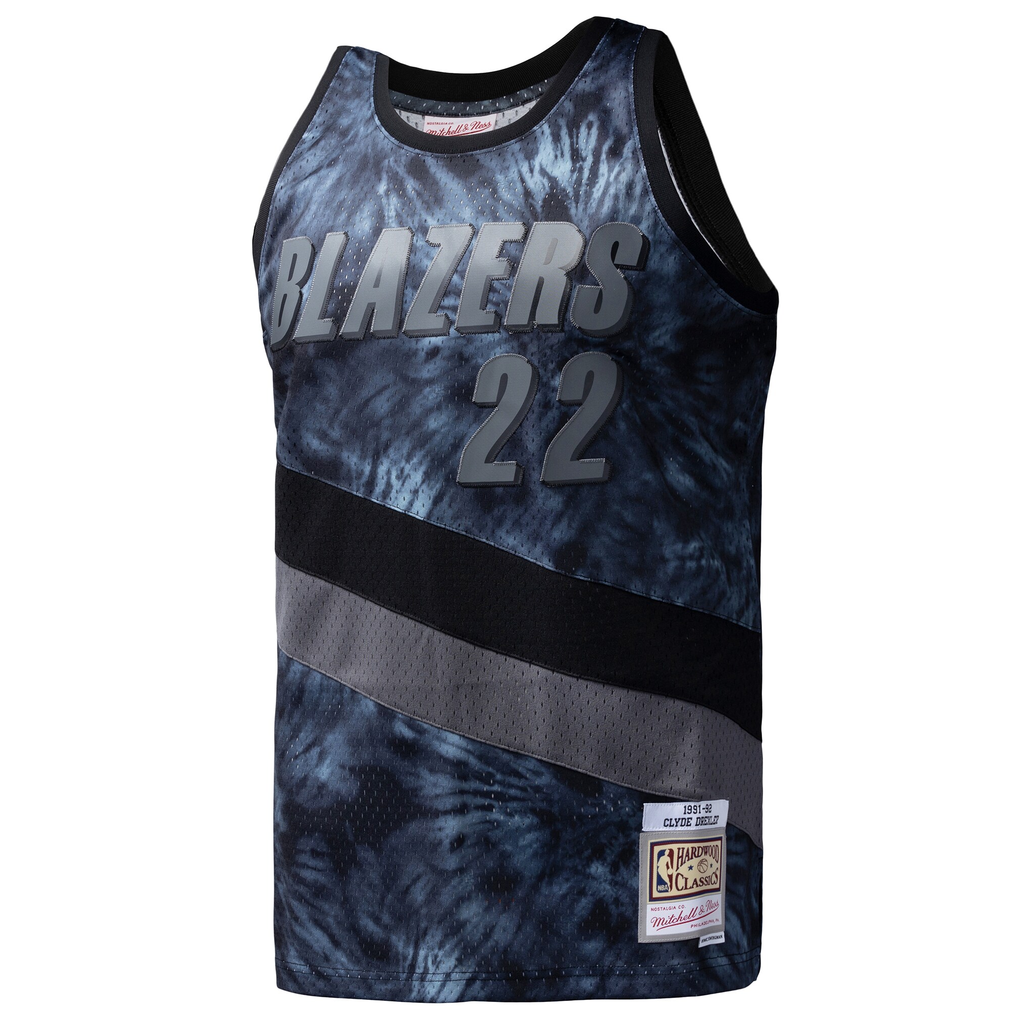 Clyde Drexler Portland Trail Blazers Mitchell & Ness Hardwood Classics 1991\/92 Tie-Dye Swingman Jersey - Black cheap jerseys for sale - CheapJerseys.Shop