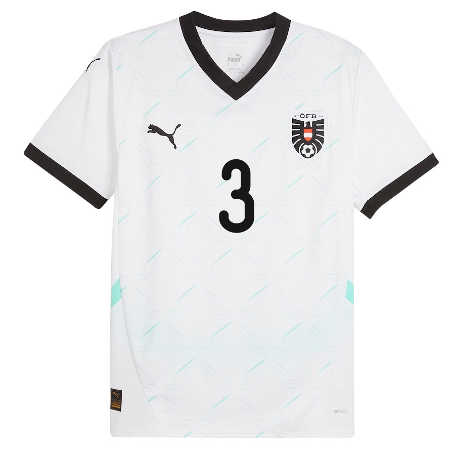 Kevin Danso 3 Austria National Team 2024/25 Away Men Jersey - White cheap jerseys for sale - CheapJerseys.Shop