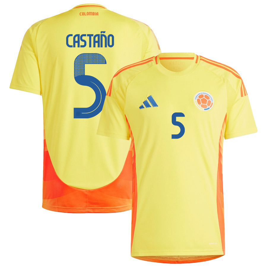 Kevin Castaño 5 Colombia National Team 2024/25 Home Men Jersey - Yellow cheap jerseys for sale - CheapJerseys.Shop