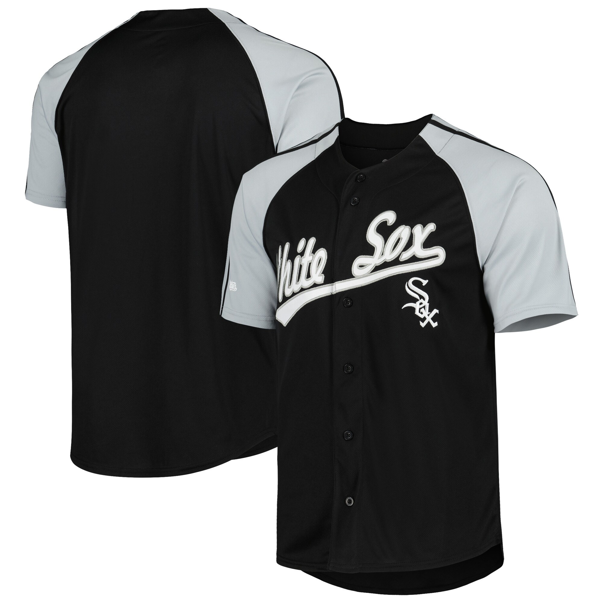 Chicago White Sox Stitches Button-Down Raglan Fashion Jersey - Black cheap jerseys for sale - CheapJerseys.Shop