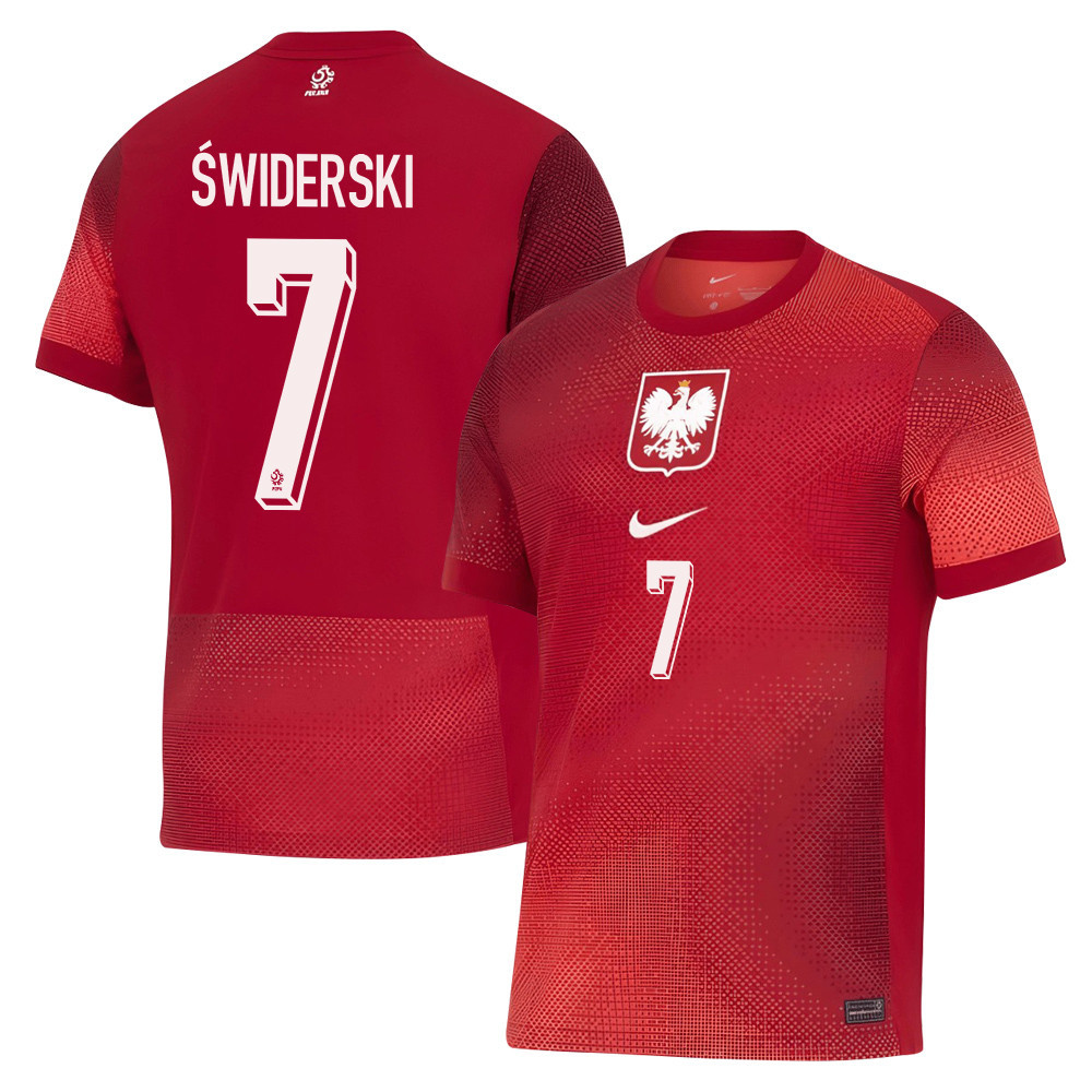 Karol Świderski 7 Poland National Team 2024/25 Away Men Jersey - Red cheap jerseys for sale - CheapJerseys.Shop