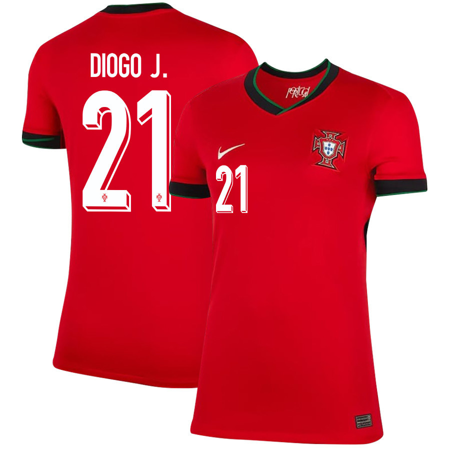 Diogo Jota 21 Portugal National Team 2024/25 Home WOMEN Jersey - Red cheap jerseys for sale - CheapJerseys.Shop