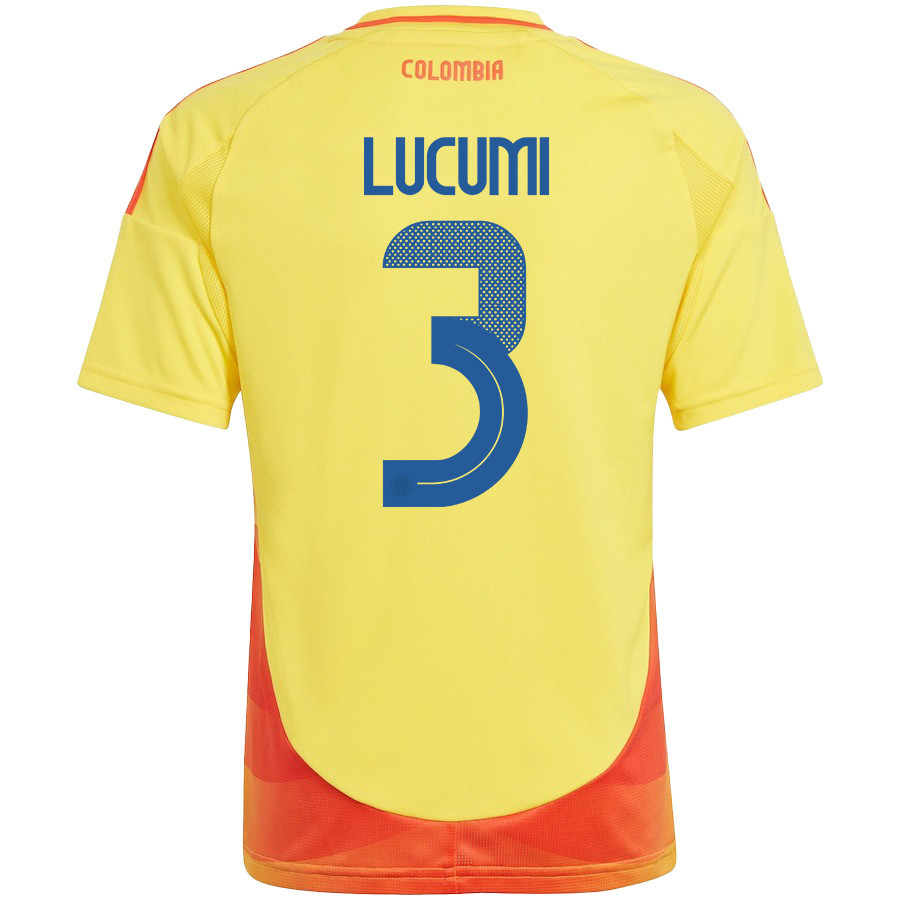 Jhon Lucumi 3 Colombia National Team 2024/25 Home YOUTH Jersey - Yellow cheap jerseys for sale - CheapJerseys.Shop