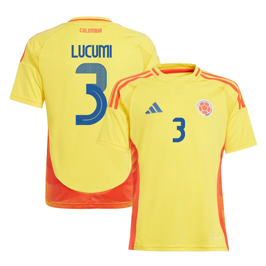 Jhon Lucumi 3 Colombia National Team 2024/25 Home YOUTH Jersey - Yellow cheap jerseys for sale - CheapJerseys.Shop