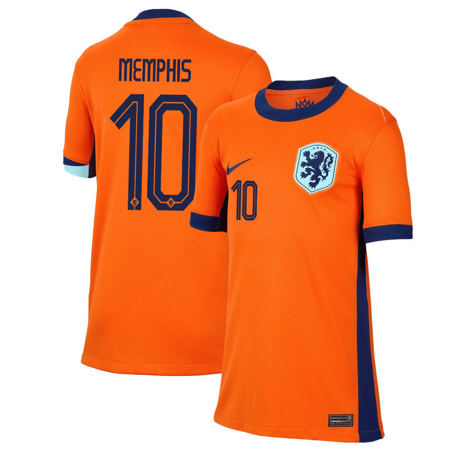 Memphis Depay 10 Netherlands National Team 2024/25 Home YOUTH Jersey - Orange cheap jerseys for sale - CheapJerseys.Shop
