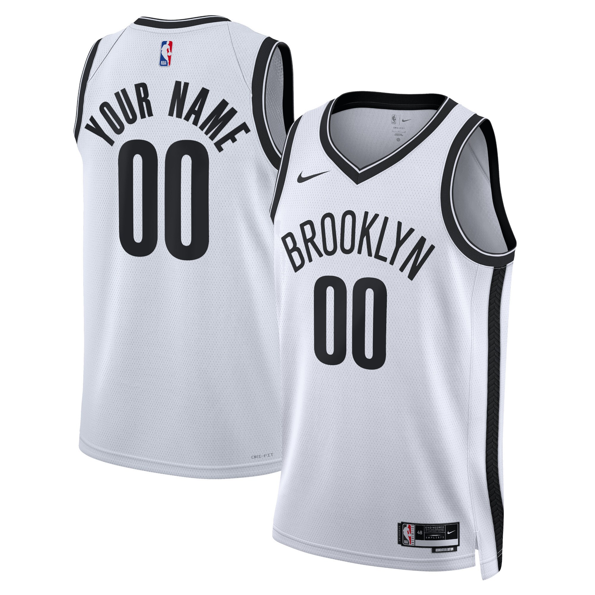 Brooklyn Nets Unisex Swingman Custom Jersey White - Association Edition cheap jerseys for sale - CheapJerseys.Shop