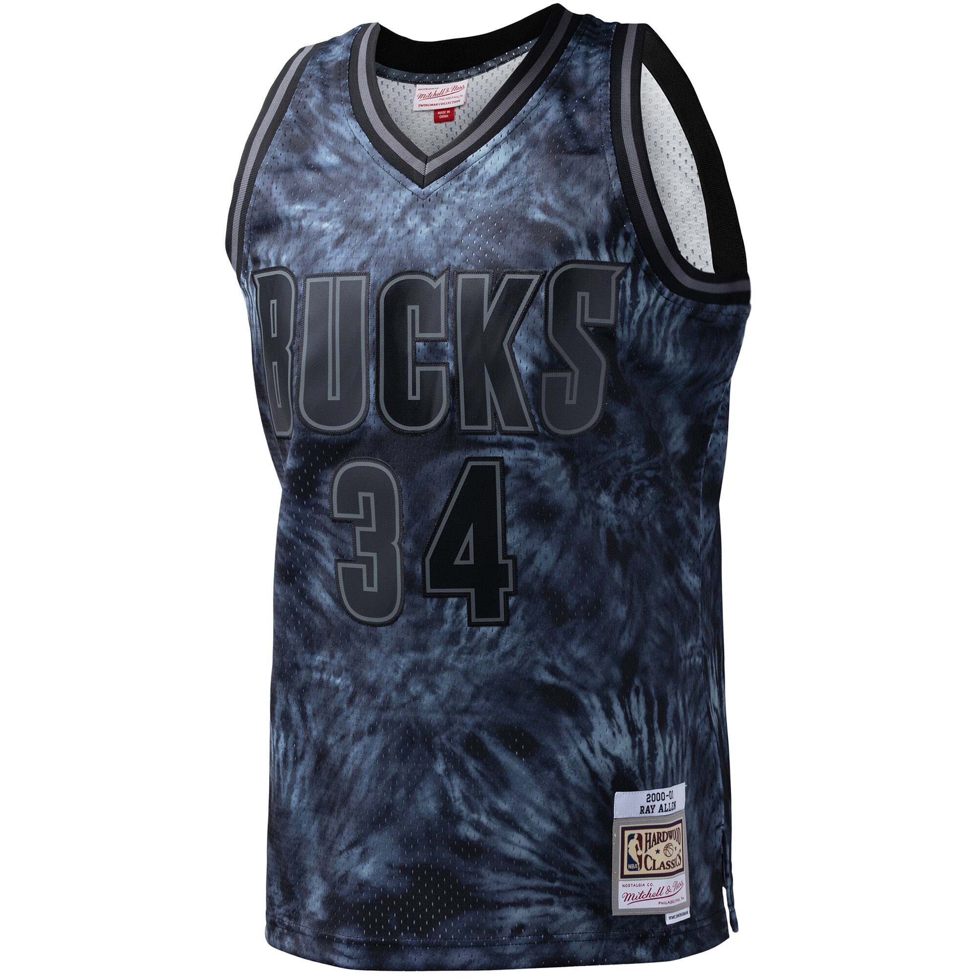 Ray Allen Milwaukee Bucks Mitchell & Ness Hardwood Classics 1996\/97 Tie-Dye Swingman Jersey - Black cheap jerseys for sale - CheapJerseys.Shop