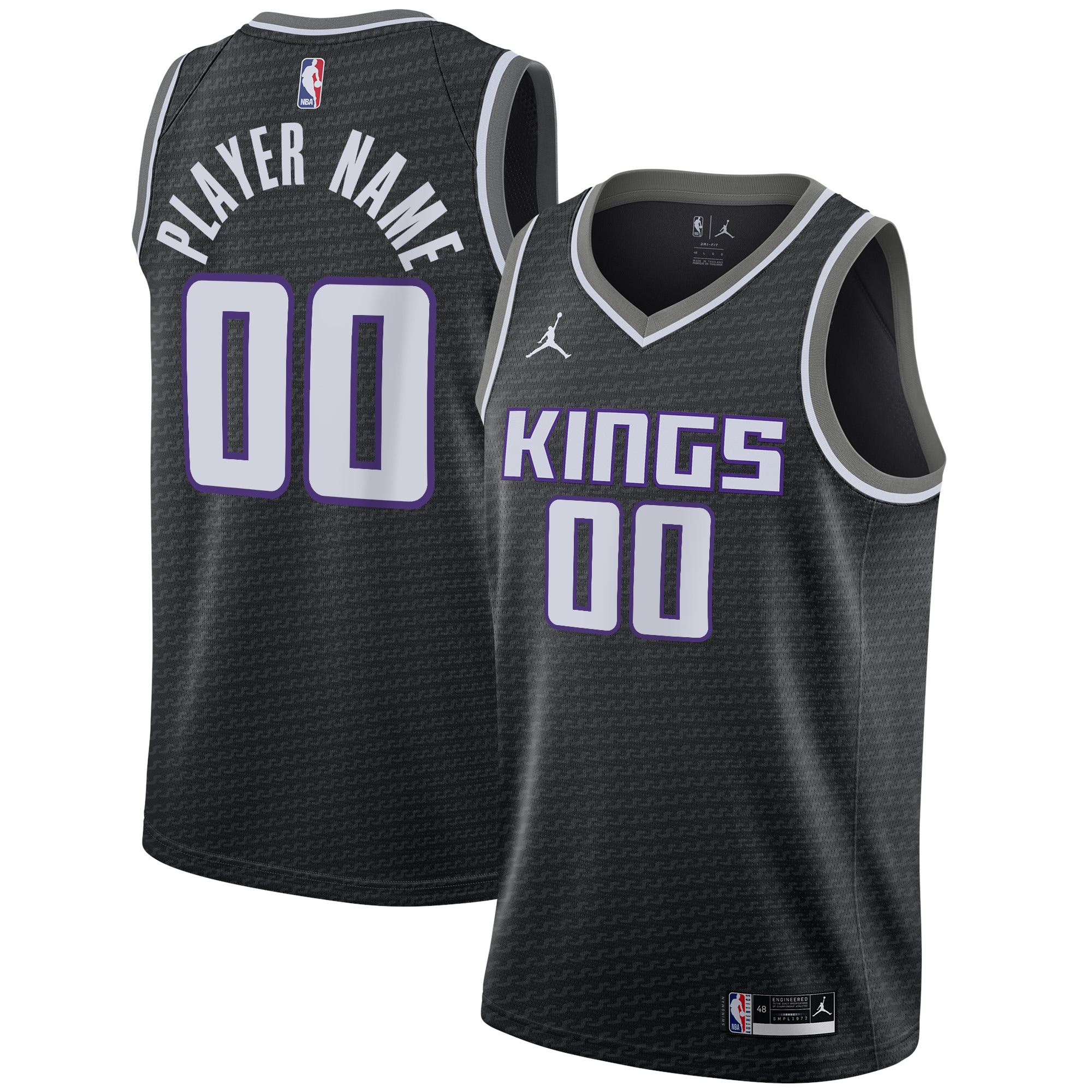 Sacramento Kings Jordan Brand Swingman Custom Jersey - Statement Edition - Black cheap jerseys for sale - CheapJerseys.Shop