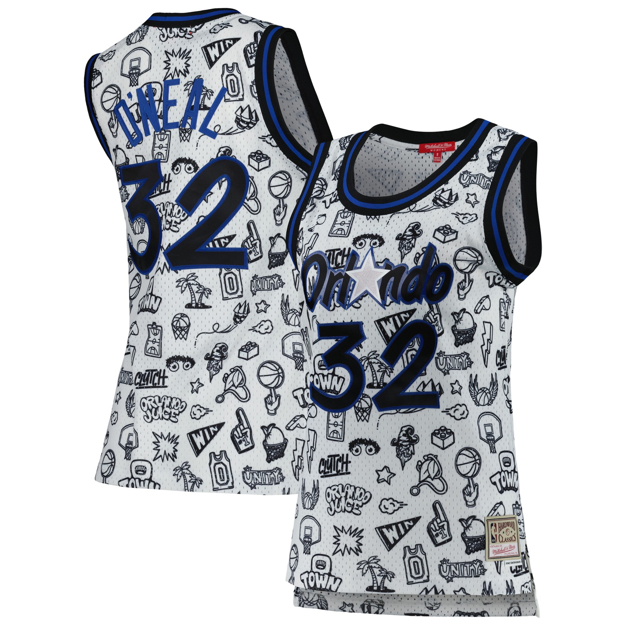 Shaquille O'Neal Orlando Magic Mitchell & Ness Women's 1994 Doodle Swingman Jersey - White cheap jerseys for sale - CheapJerseys.Shop
