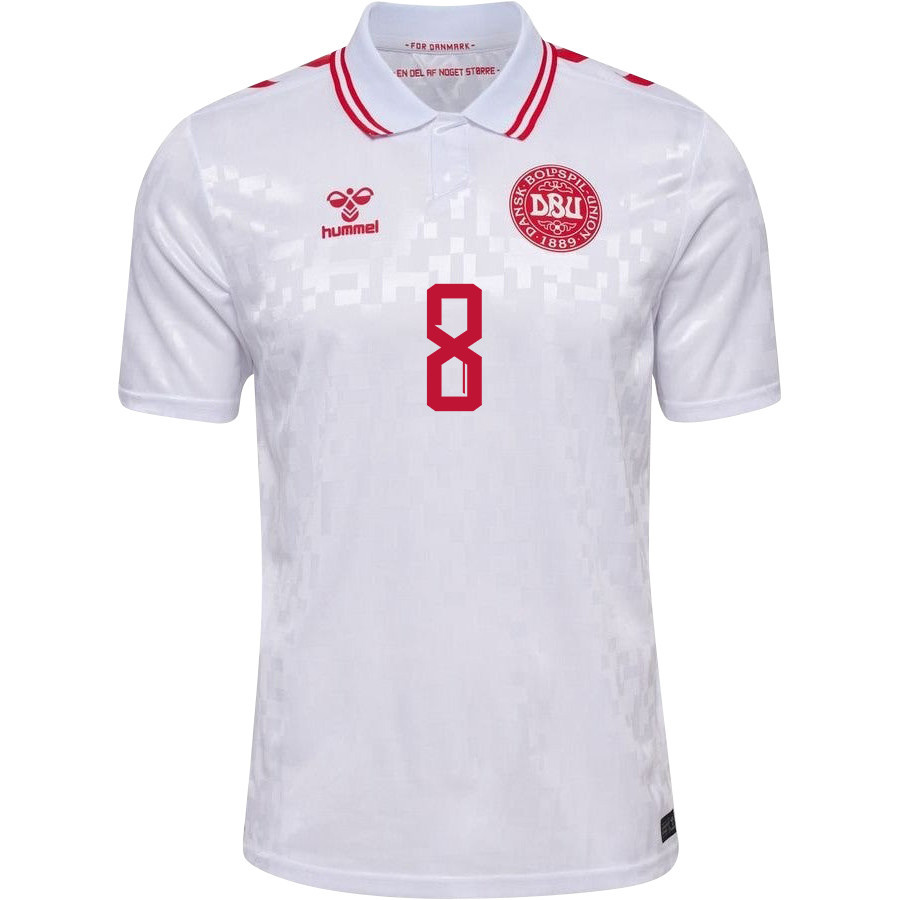 Thomas Delaney 8 Denmark National Team 2024/25 Away Men Jersey - White cheap jerseys for sale - CheapJerseys.Shop