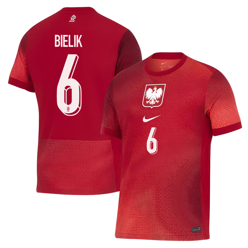 Krystian Bielik 6 Poland National Team 2024/25 Away Men Jersey - Red cheap jerseys for sale - CheapJerseys.Shop