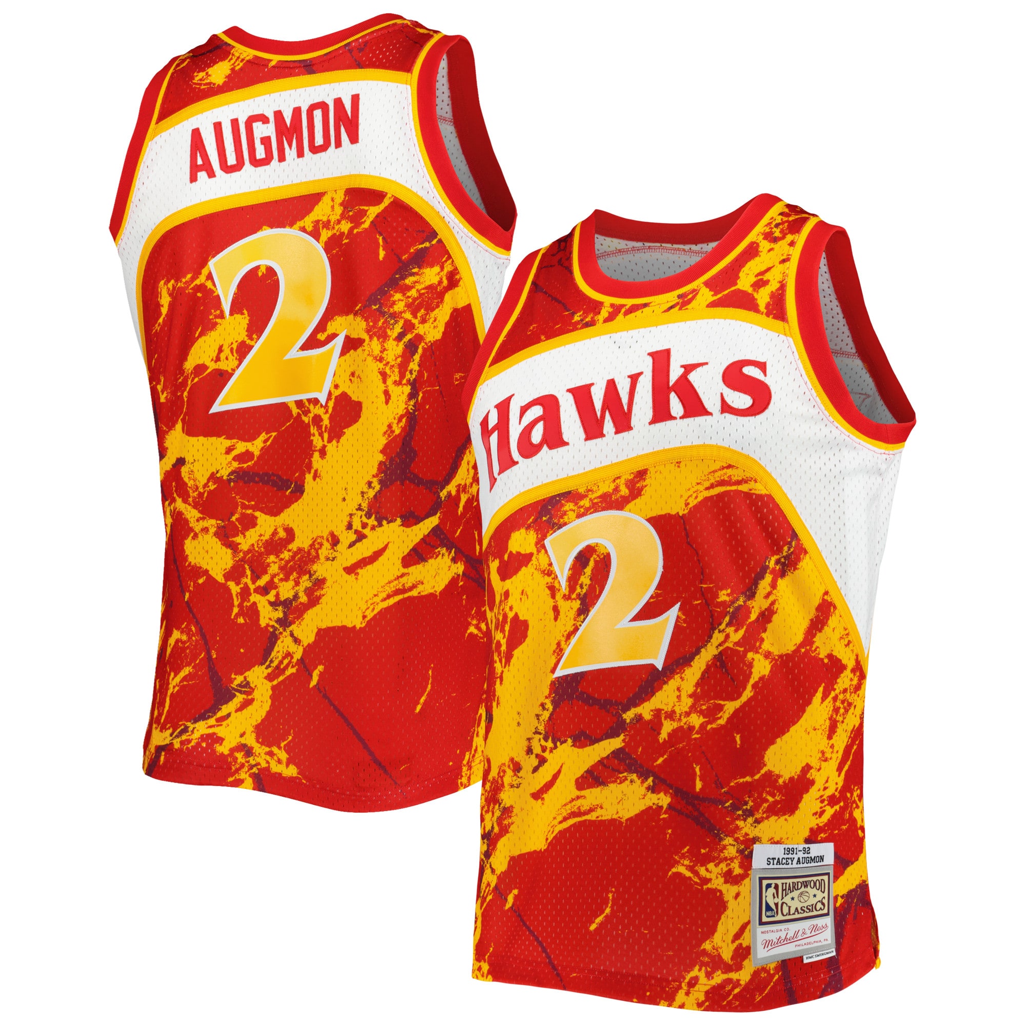 Stacey Augmon Atlanta Hawks Mitchell & Ness 1991\/92 Hardwood Classics Marble Swingman Jersey - Red cheap jerseys for sale - CheapJerseys.Shop