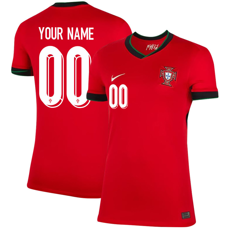 Portugal National Team 2024/25 Home Custom WOMEN Jersey - Red cheap jerseys for sale - CheapJerseys.Shop