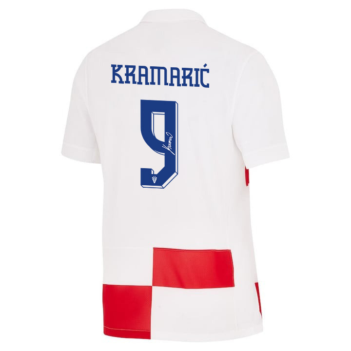 Andrej Kramarić 9 Signed Croatia National Team 2024 Home Men Jersey Autographed - White cheap jerseys for sale - CheapJerseys.Shop