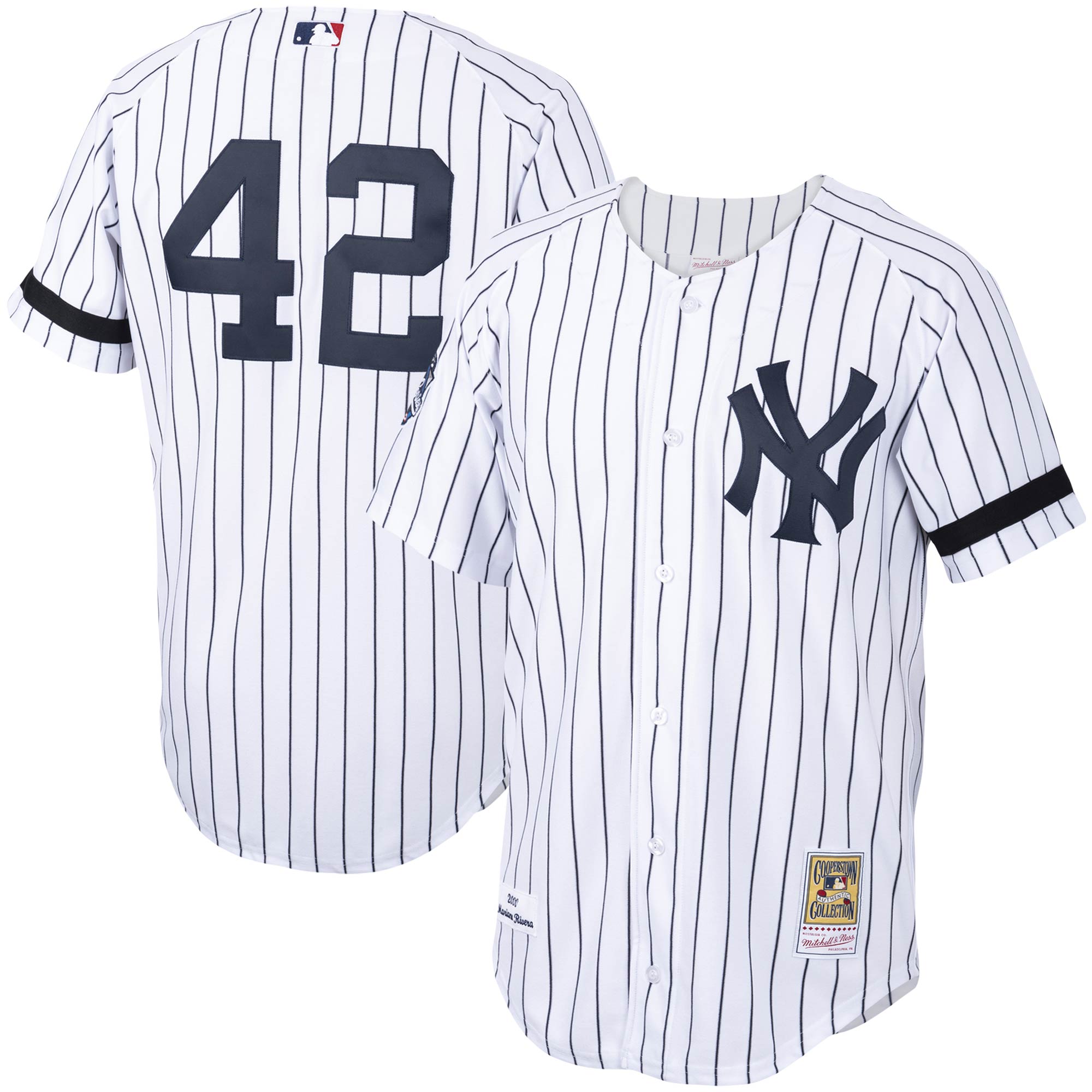 Mariano Rivera New York Yankees Mitchell & Ness Home 2000 Cooperstown Collection Authentic Jersey - White\/Navy cheap jerseys for sale - CheapJerseys.Shop