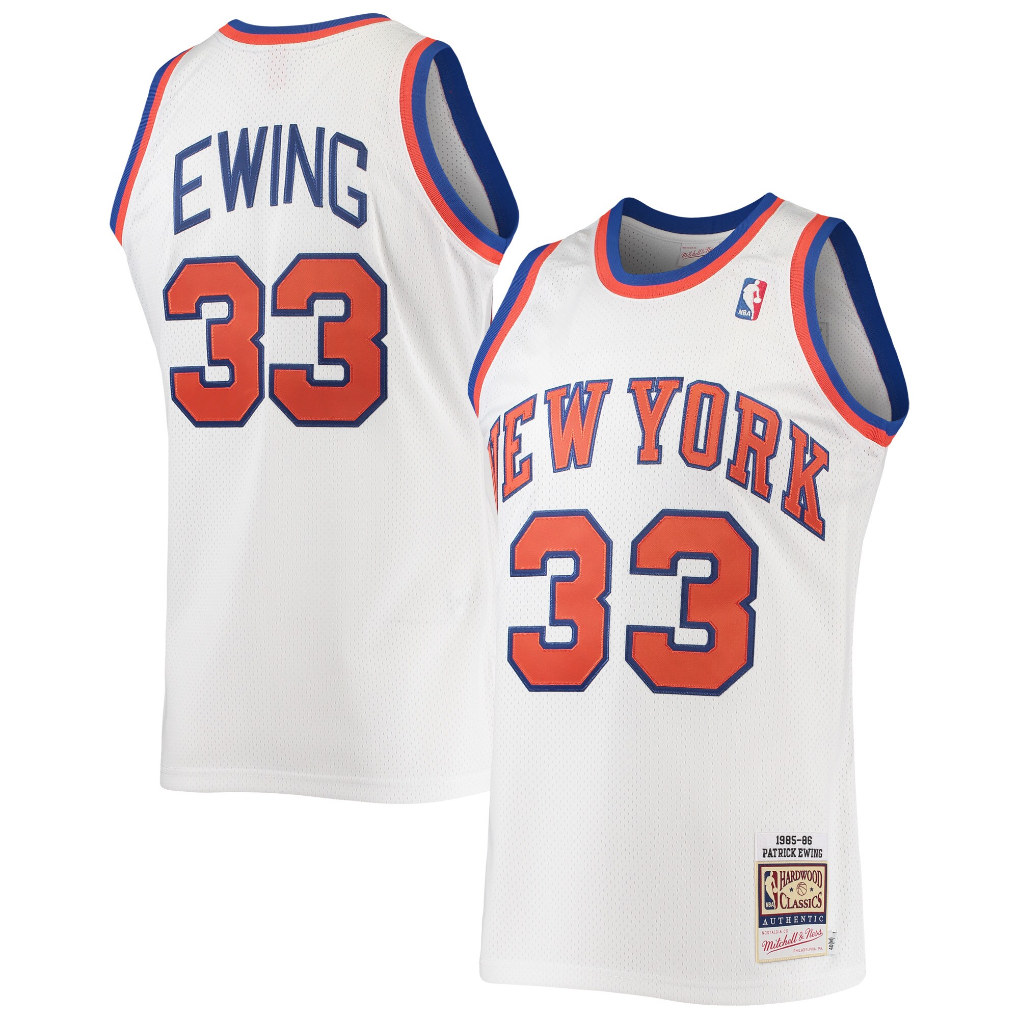 Patrick Ewing New York Knicks Mitchell & Ness 1985\/86 Hardwood Classics Authentic Jersey - White cheap jerseys for sale - CheapJerseys.Shop