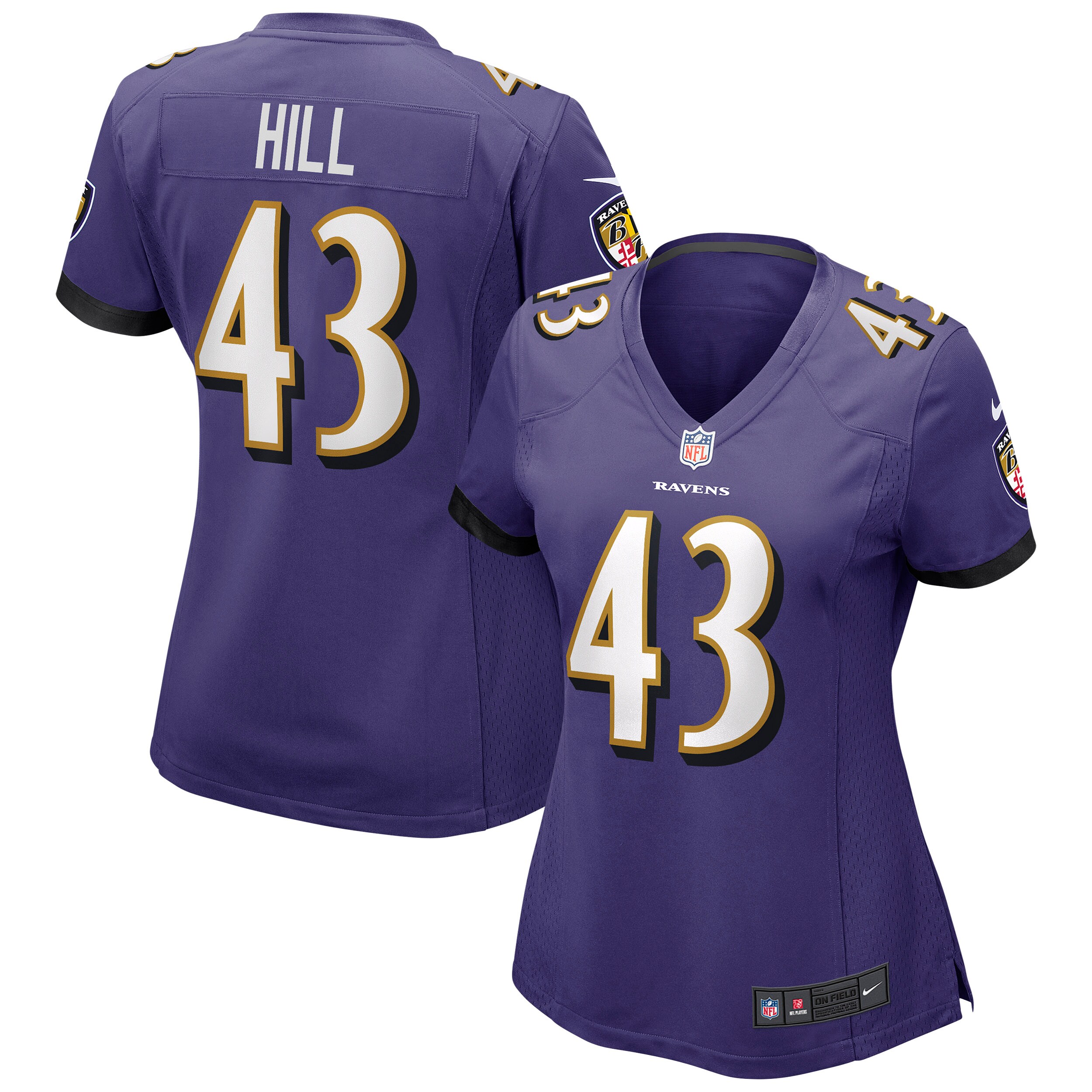 Justice Hill Baltimore Ravens Women's Game Jersey - Purple cheap jerseys for sale - CheapJerseys.Shop