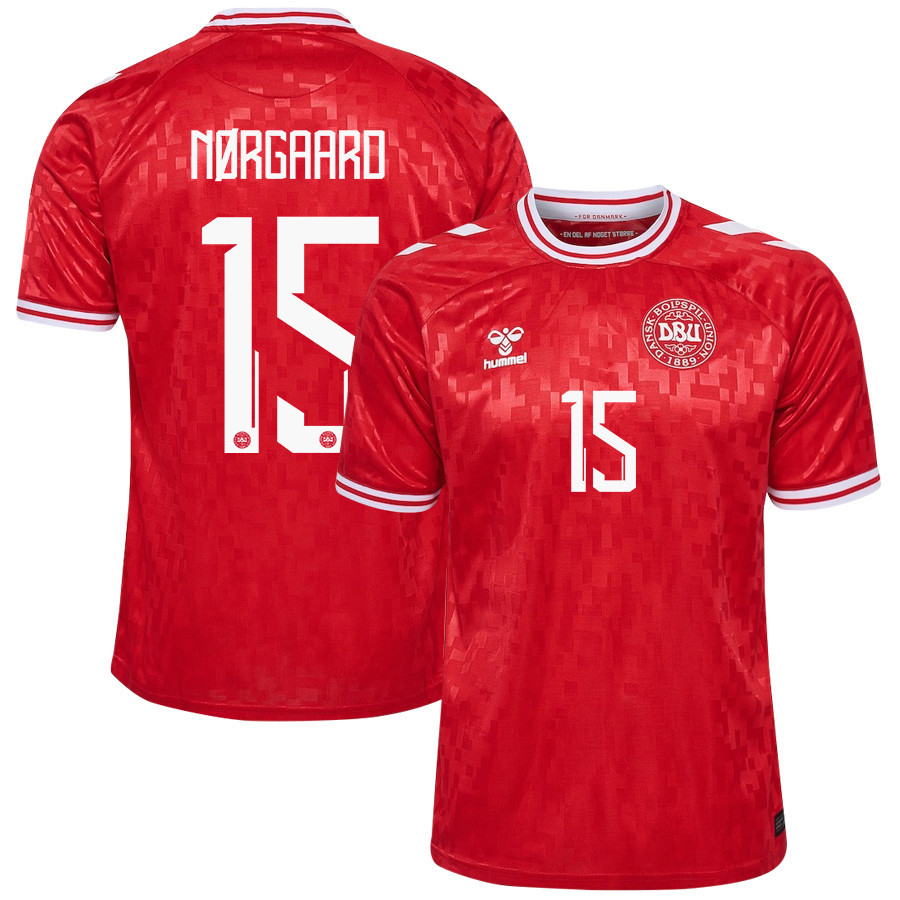 Christian Nørgaard 15 Denmark National Team 2024/25 Home Men Jersey - Red cheap jerseys for sale - CheapJerseys.Shop