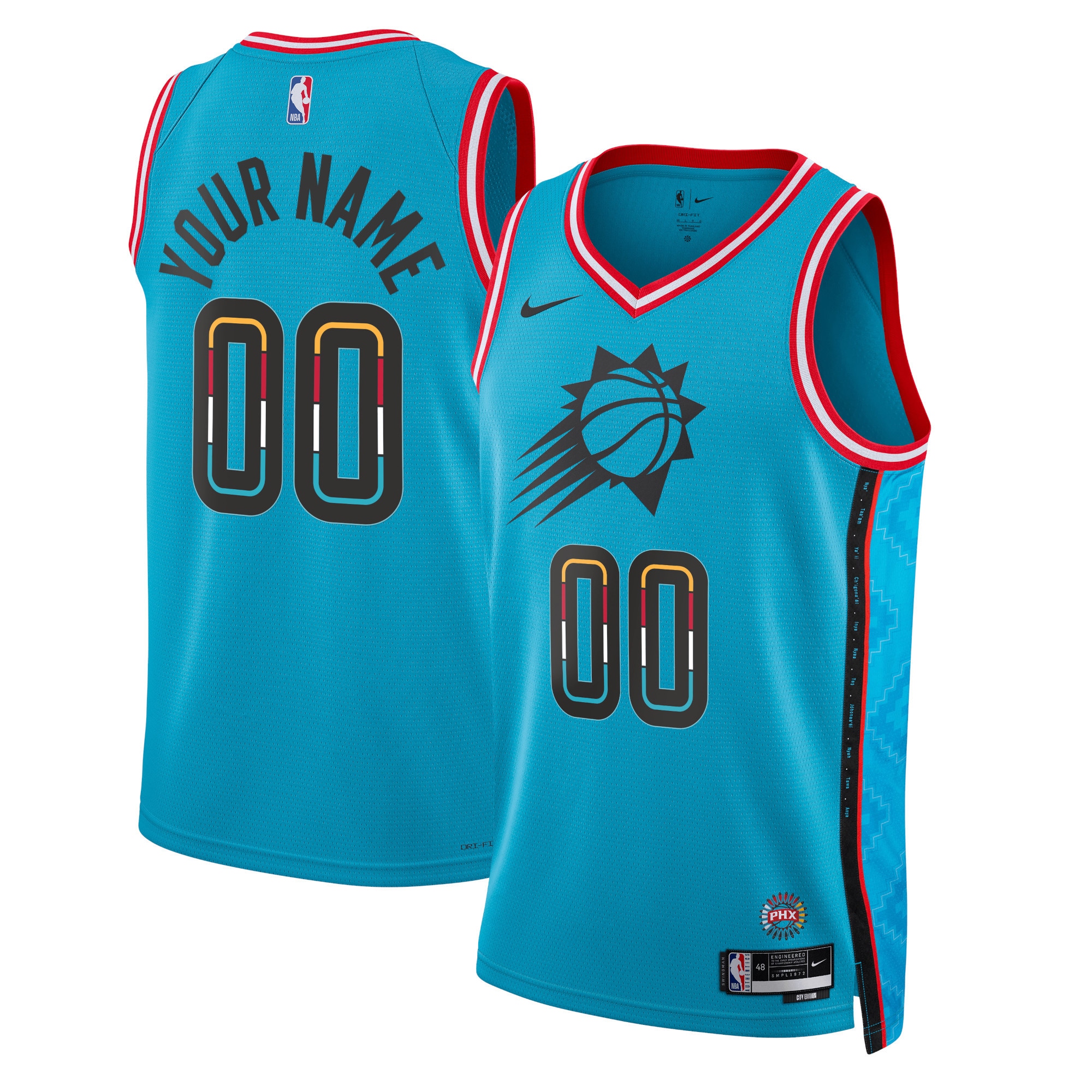 Phoenix Suns Unisex 2022\/23 Swingman Custom Jersey - City Edition - Turquoise cheap jerseys for sale - CheapJerseys.Shop